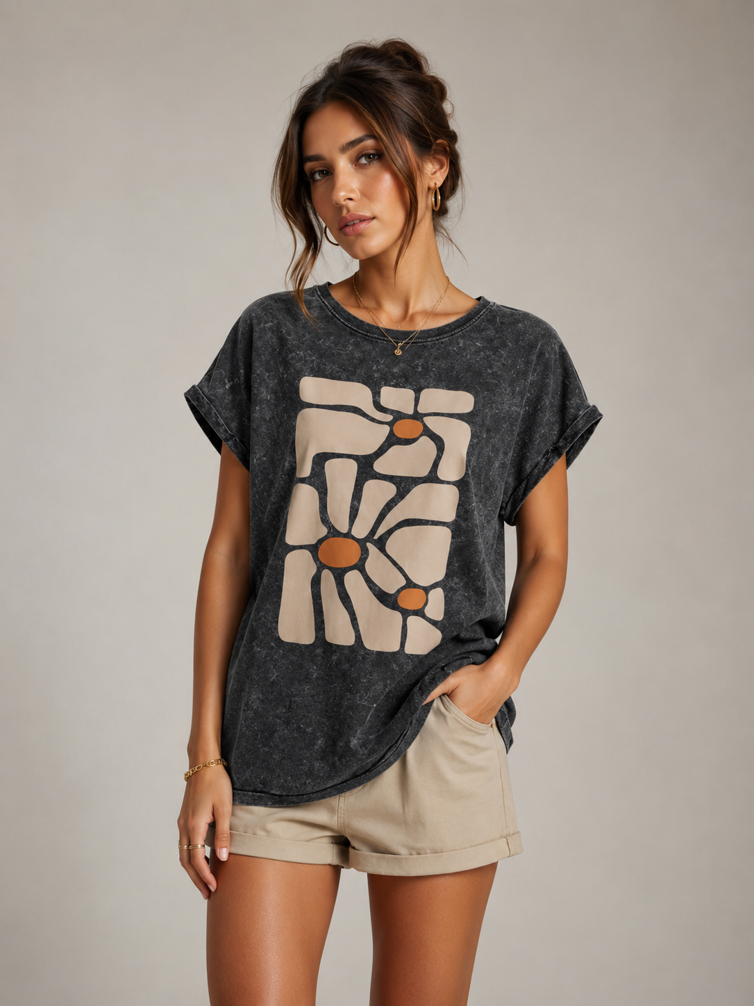 Vintage Damen Acid Wash Oversized T-Shirt | Prolazon