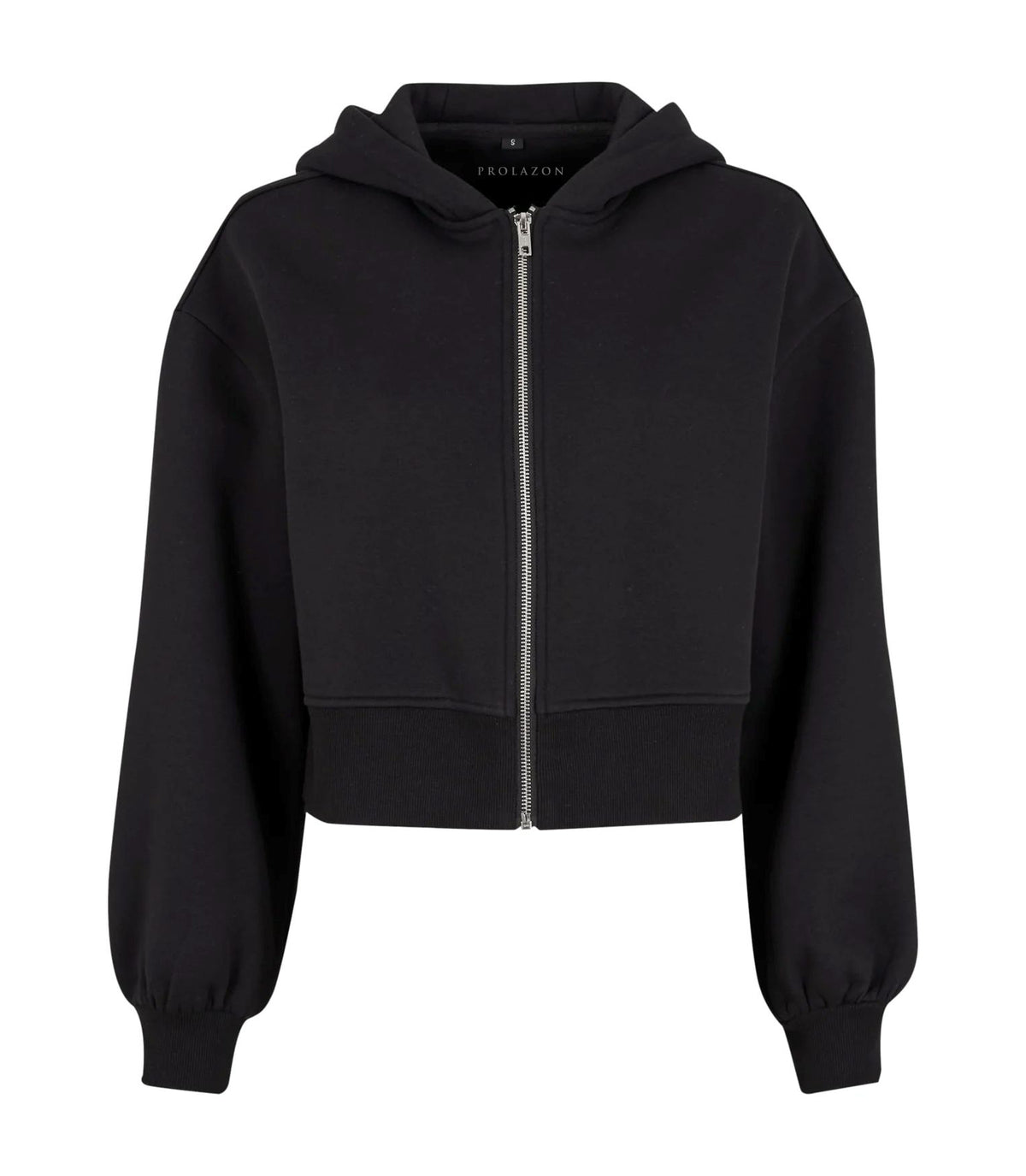 Cropped Oversized Zip-Jacket – Schwarz | Prolazon