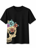 Midnight Bloom Skull T-Shirt Premium Bio Baumwolle Streetwear | Prolazon