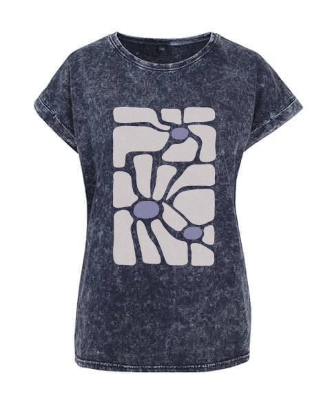 Indigo Vintage Damen Acid Wash Oversized T-Shirt | Prolazon