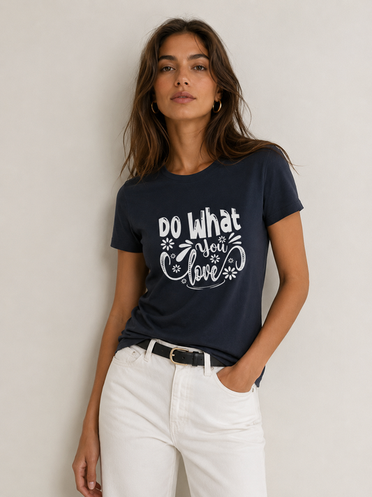 Do What You Love Damen T-Shirt – Navy | Premium Bio-Baumwolle | Prolazon