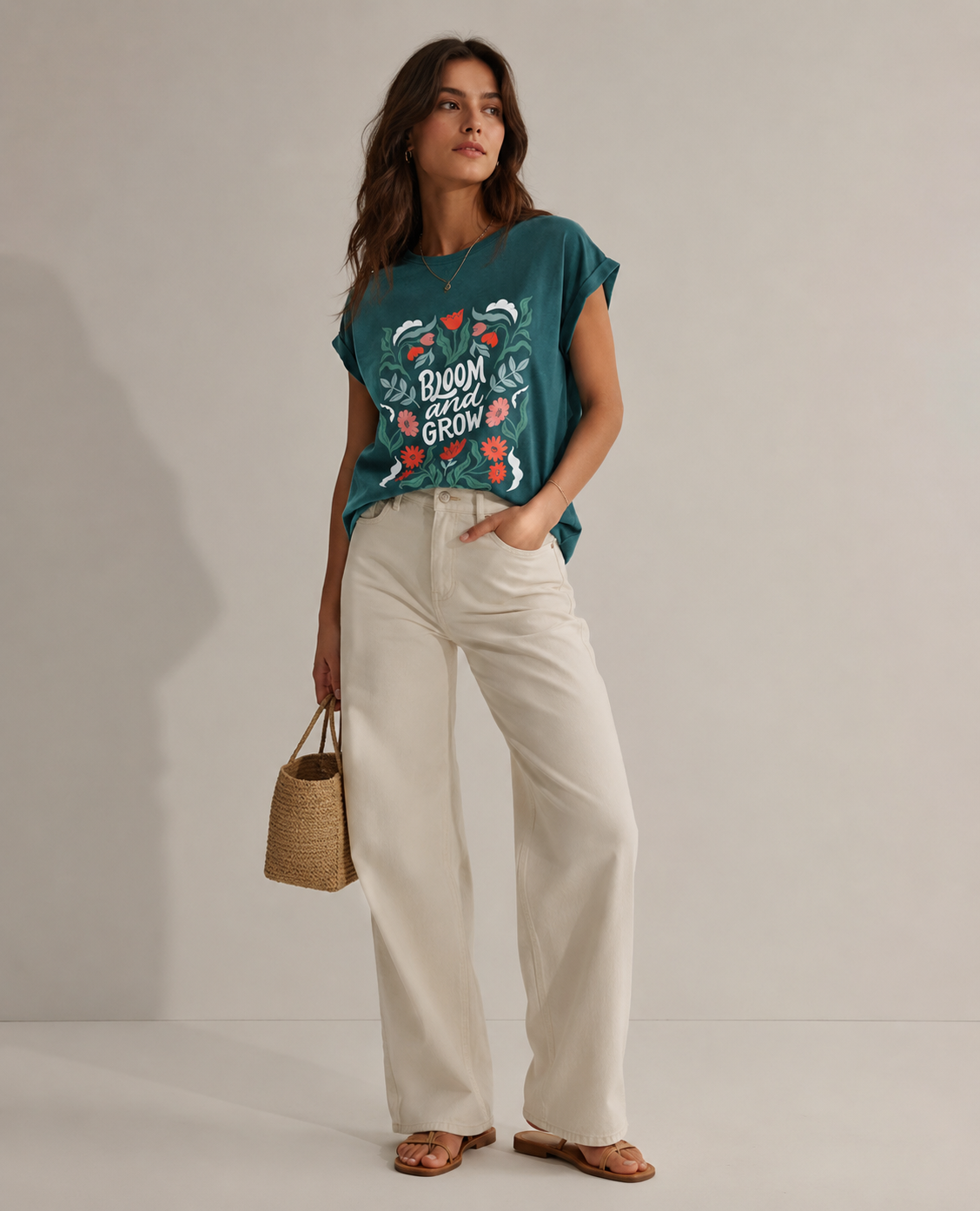 Vintage Oversized Bloom & Grow Damen T-Shirt | Prolazon