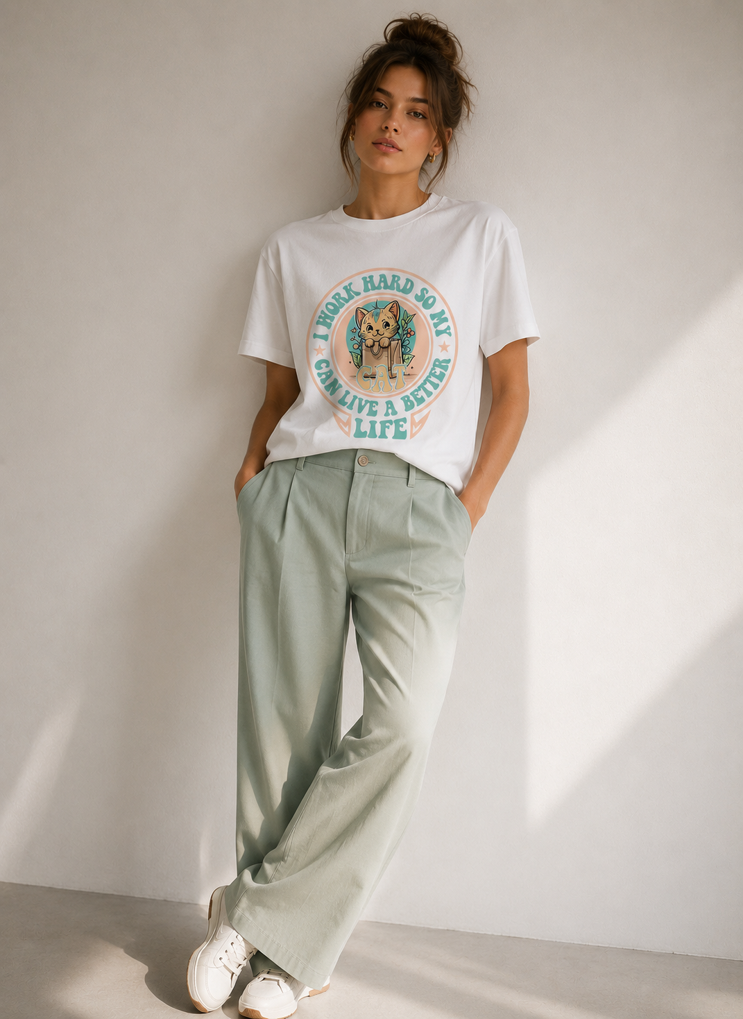 Cat Vibes T-Shirt Premium Bio Baumwolle Streetwear | Prolazon