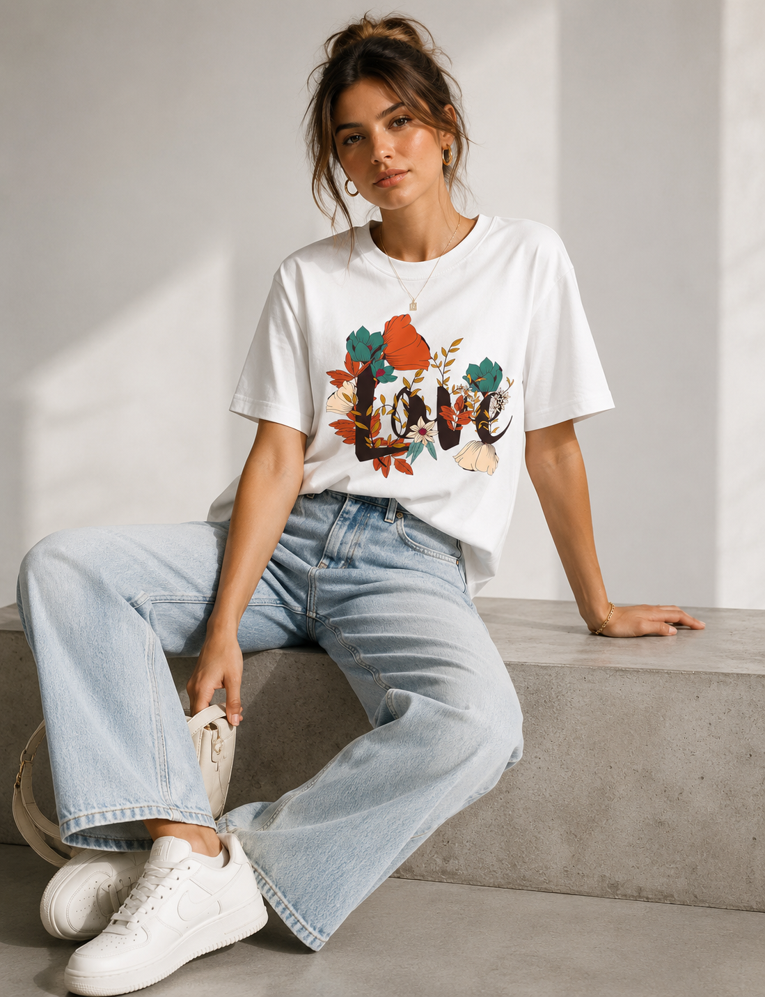 Love Floral T-Shirt Premium Bio Baumwolle Streetwear | Prolazon