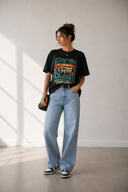 Unisex New Day Motivation T-Shirt Premium Bio Baumwolle Streetwear | Prolazon