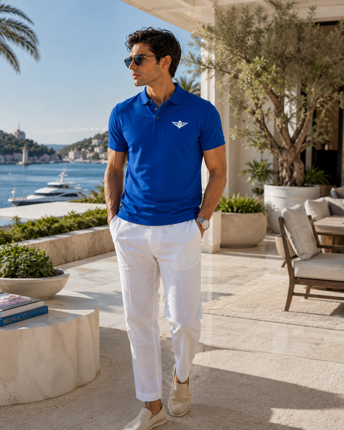 Prolazon Herren Luxury Polo-Shirt Royal Blue