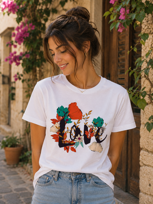 Love Floral T-Shirt Premium Bio Baumwolle Streetwear | Prolazon