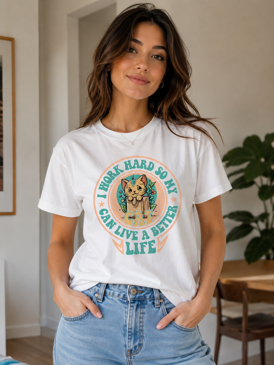Cat Vibes T-Shirt Premium Bio Baumwolle Streetwear | Prolazon