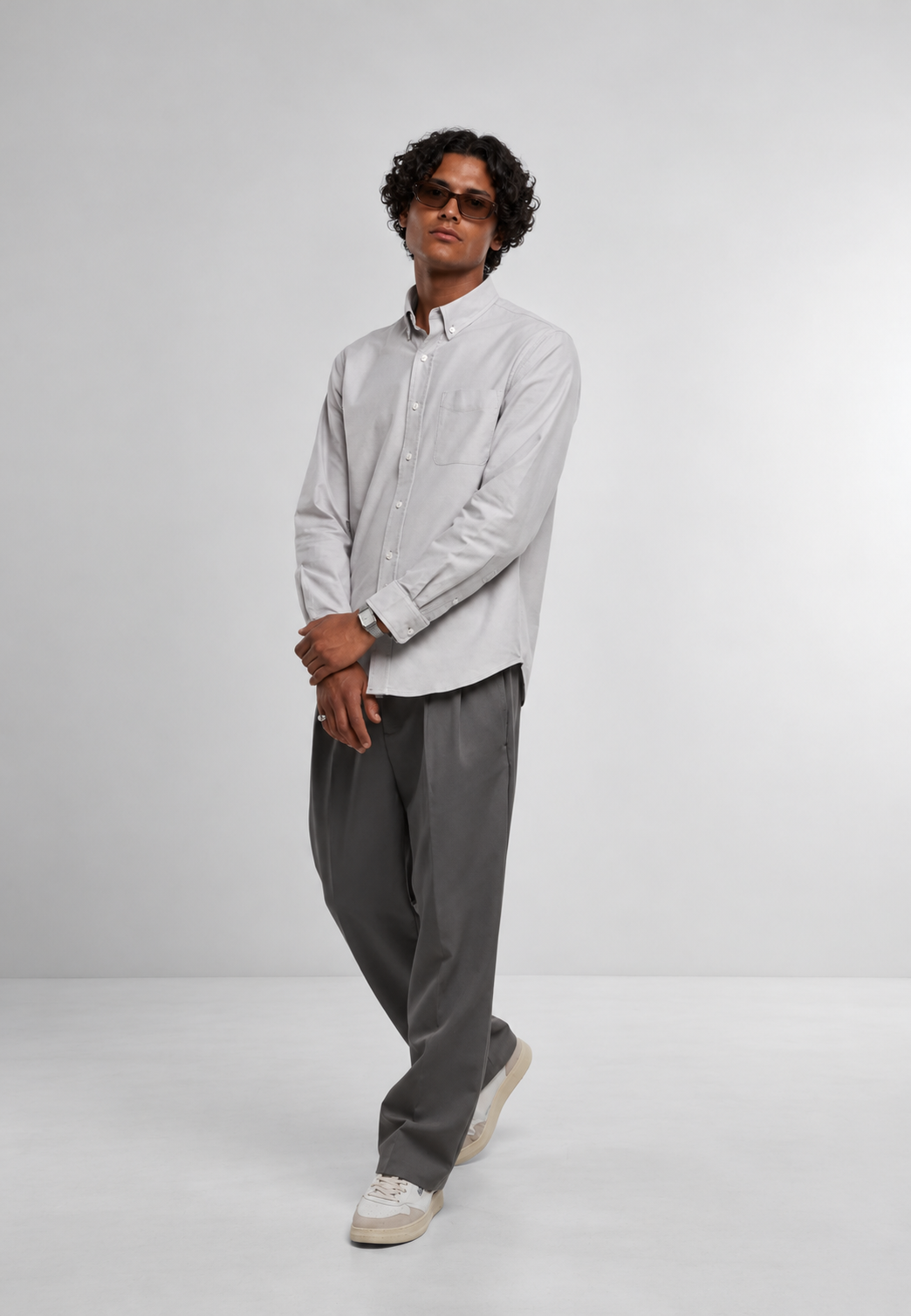 ELIAN – Cotton Shirt | Light Grey | Prolazon