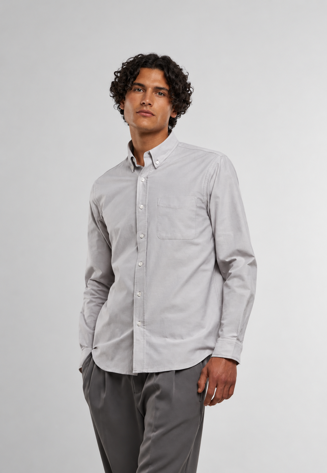 ELIAN – Cotton Shirt | Light Grey | Prolazon